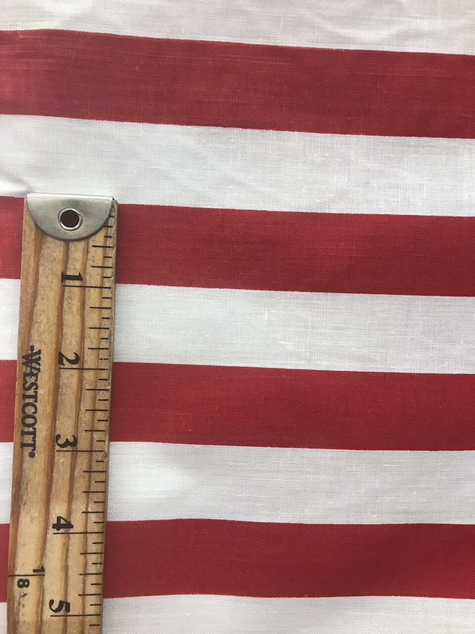 1 Yard Red And White 1 Inch Stripe Poly Cotton Fabric Horizontal Pattern For Sewing Decor 59/60 Inch Wide